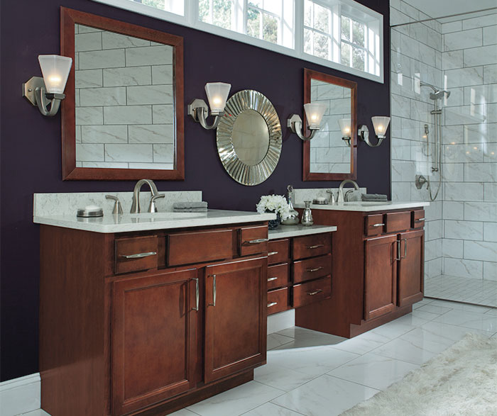 Dark Wood Cabinets in a Transitional Bathroom - Aristokraft